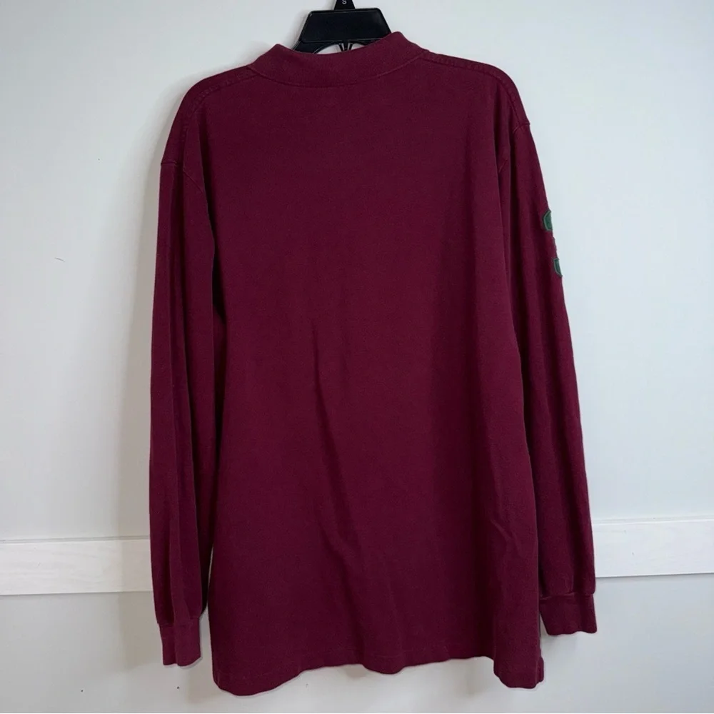 Vintage Ralph Lauren Maroon Long Sleeve Polo With DOUBLE Green Pony’s #3